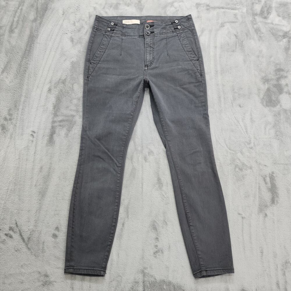 Anthropologie Pilcro Jeans Womens 28 Gray High‎ Rise Darted Skinny Jeans Buttons